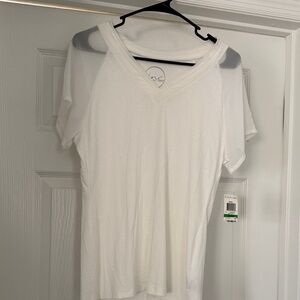 INC International Concepts Women's Cream V-Neck Tee